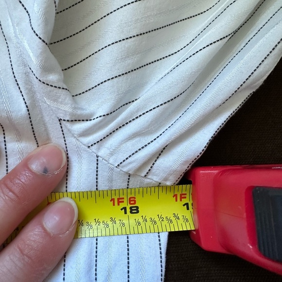 Loft Ann Taylor White With White & Black Stripes Button Down ruffle Blou… - Picture 12 of 12